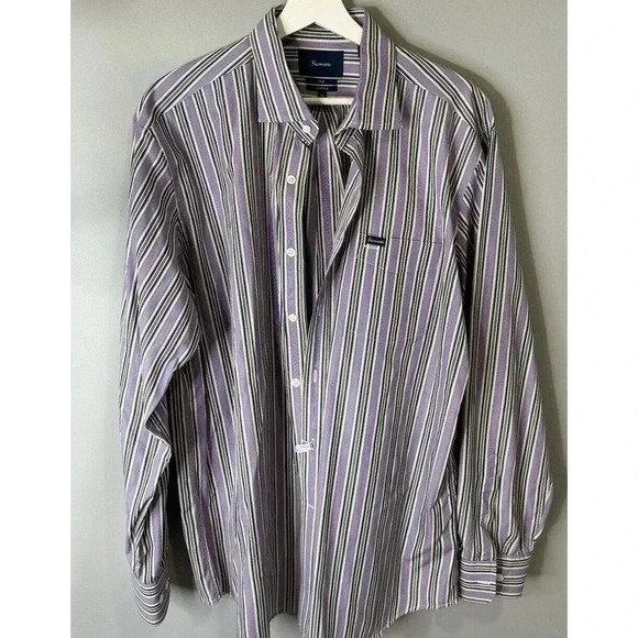 FACONNABLE, Men's Button Down Shirt Long Sleeve Striped Purple,Size XL, Colors - Picture 1 of 6